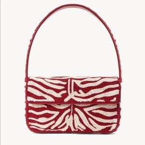 Red Zebra-striped Tommy Beaded Shoulder Bag